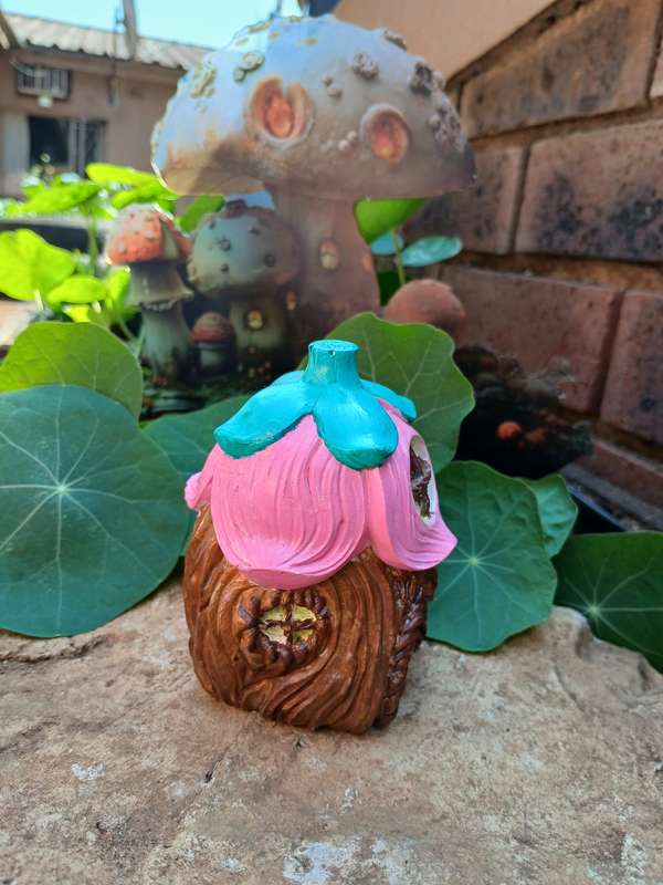 Hand-Cast Fairy Garden Cottage Decor  Hand-Painted, Unique Whimsical Design