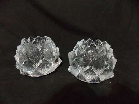 Set of Two Orrifors Crystal Candle Holders