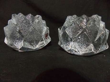 Set of Two Orrifors Crystal Candle Holders