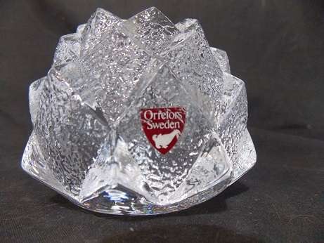 Set of Two Orrifors Crystal Candle Holders