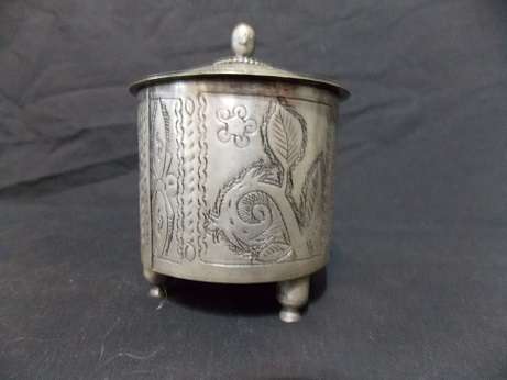 Antique Pewter Trinket Bowl with Lid