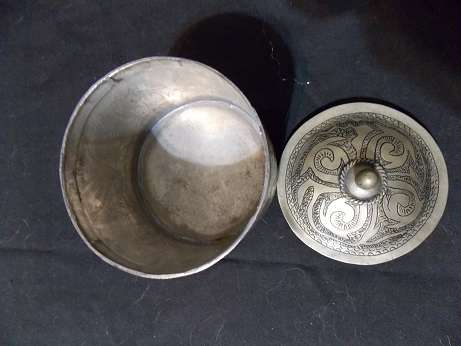 Antique Pewter Trinket Bowl with Lid