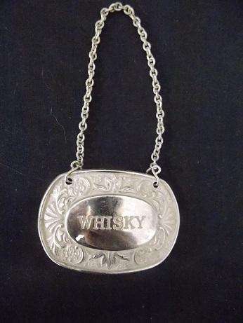 Set of Three Silver Plated Spirits Bottles Tags