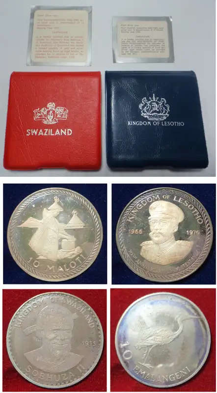 Two Silver Crown-size Proof Coins of Lesotho & Swaziland