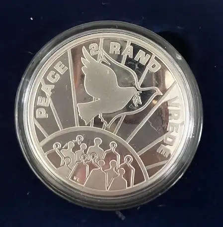 RSA 1993 R2 SILVER PEACE PROOF COIN IN SAM CASE