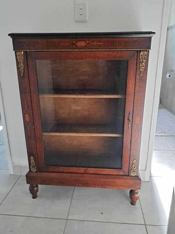 ANTIQUE WALNUT CABINET WITH INLAY 1890