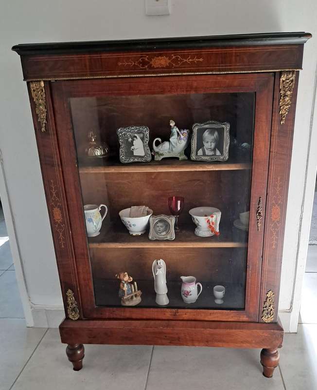 ANTIQUE WALNUT CABINET WITH INLAY 1890