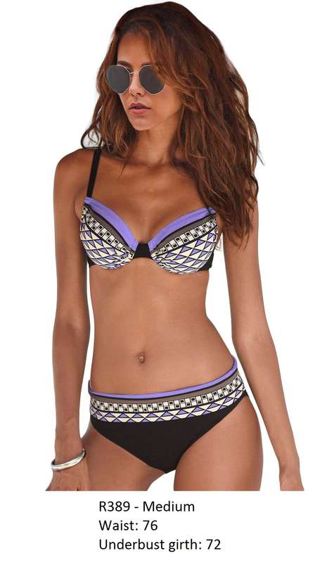 Purple Boho Tribal Print Bikini Swimwear - Size : Medium