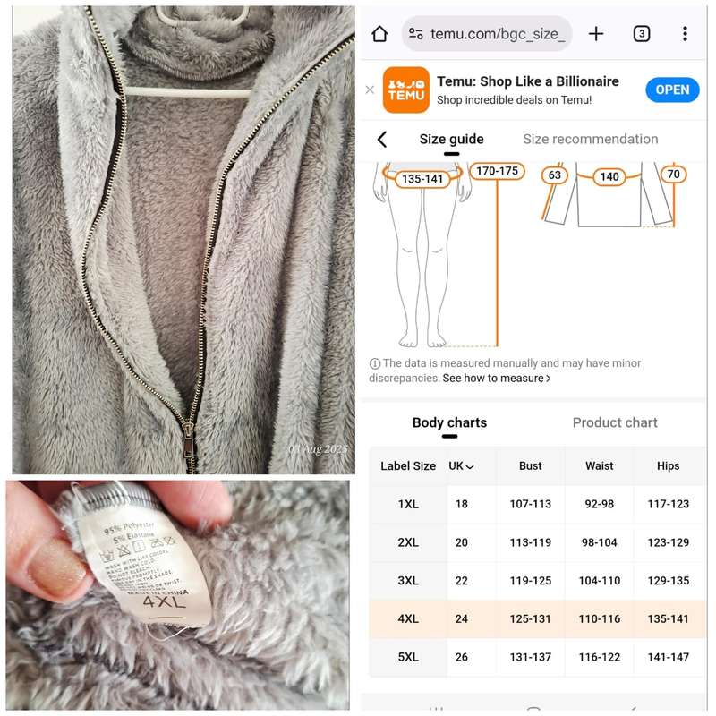 NEW fleece grey jacket. Size 4XL