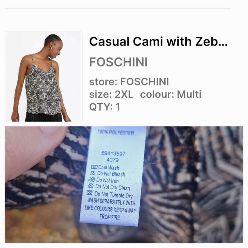 Zebra print thin strap top