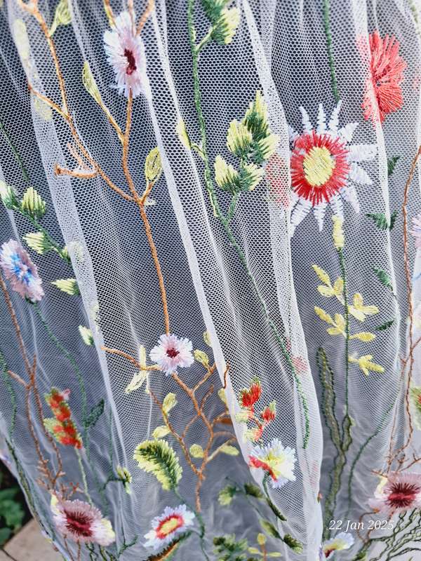 Unique embroidered mesh dress - S