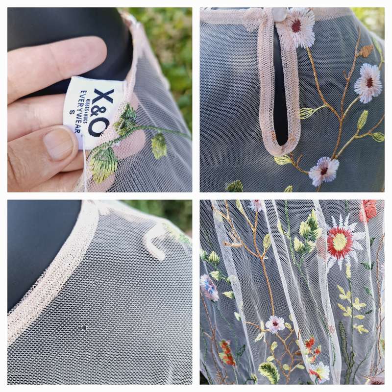Unique embroidered mesh dress - S