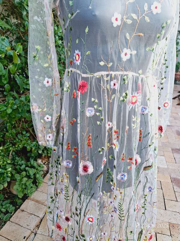 Unique embroidered mesh dress - S
