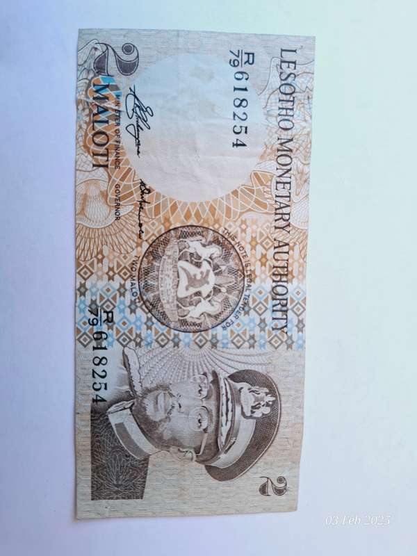 Lesotho 2 Maloti circulated bank note of 1980's