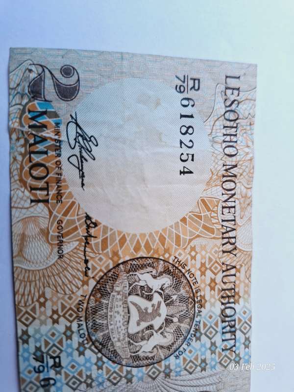 Lesotho 2 Maloti circulated bank note of 1980's