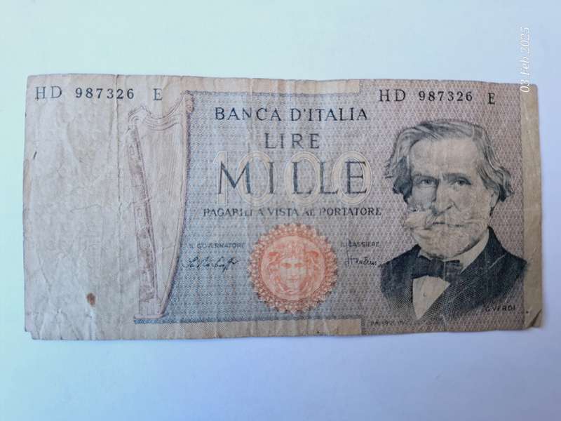 1969 1000 Lire bank note