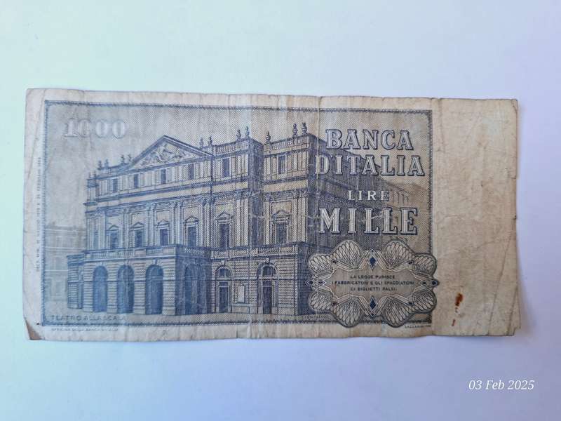 1969 1000 Lire bank note