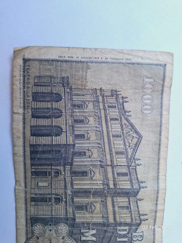 1969 1000 Lire bank note