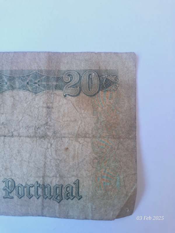 1964 Bank of portugal 20 Vinte Escudos note