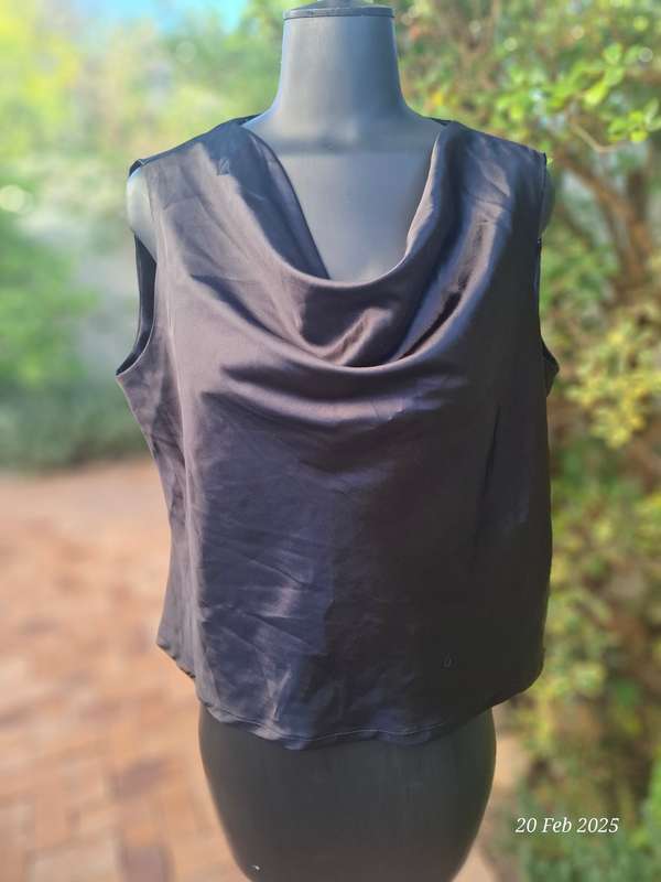 Satin cowl neck blouse by Cape Town designer, Cindy Bam - Size 16