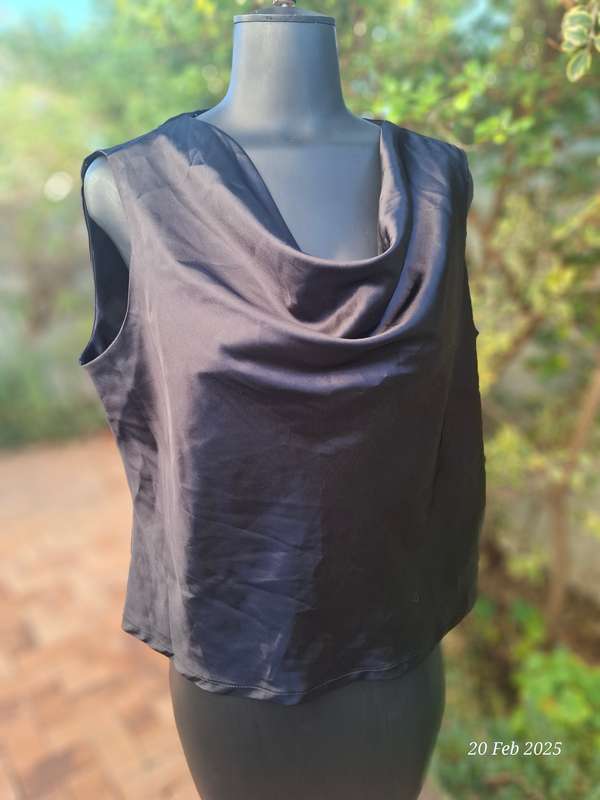 Satin cowl neck blouse by Cape Town designer, Cindy Bam - Size 16