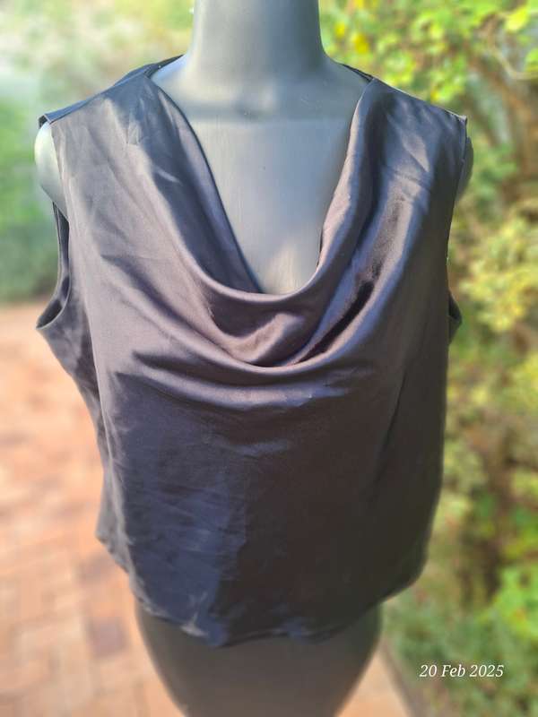 Satin cowl neck blouse by Cape Town designer, Cindy Bam - Size 16