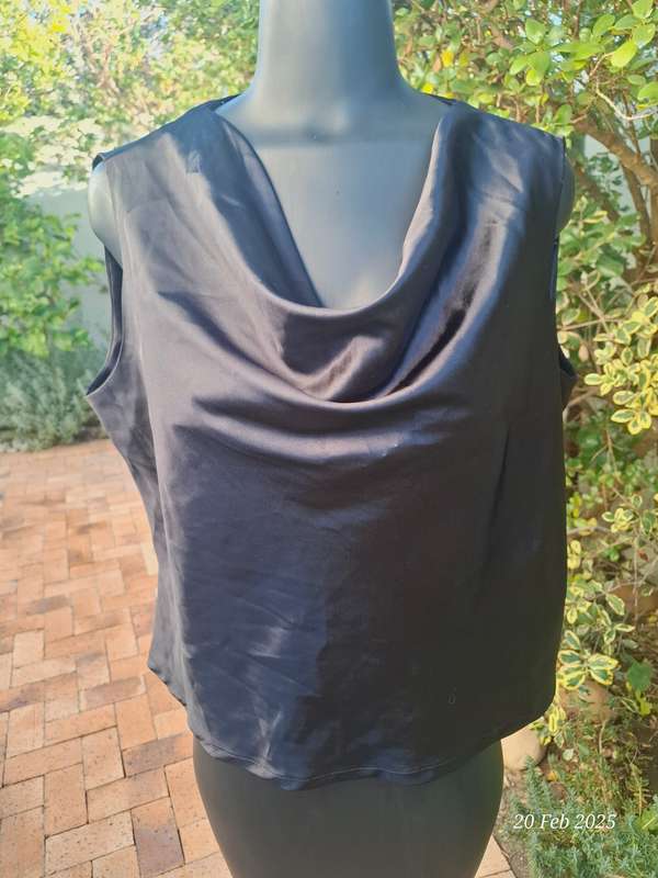 Satin cowl neck blouse by Cape Town designer, Cindy Bam - Size 16