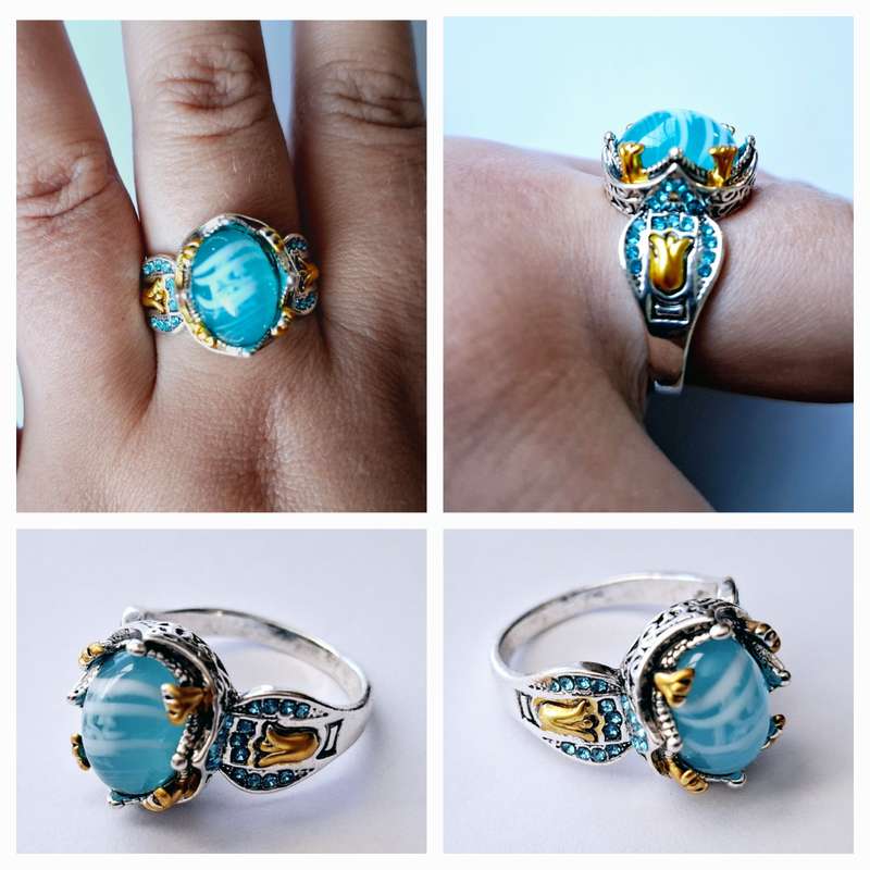 New Vintage alloy and synthetic cubic zirconia ring - Size 13