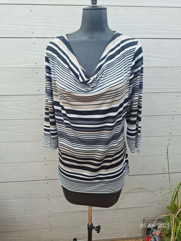 Merien hall (Edgars) cowl neck stripe top - 16