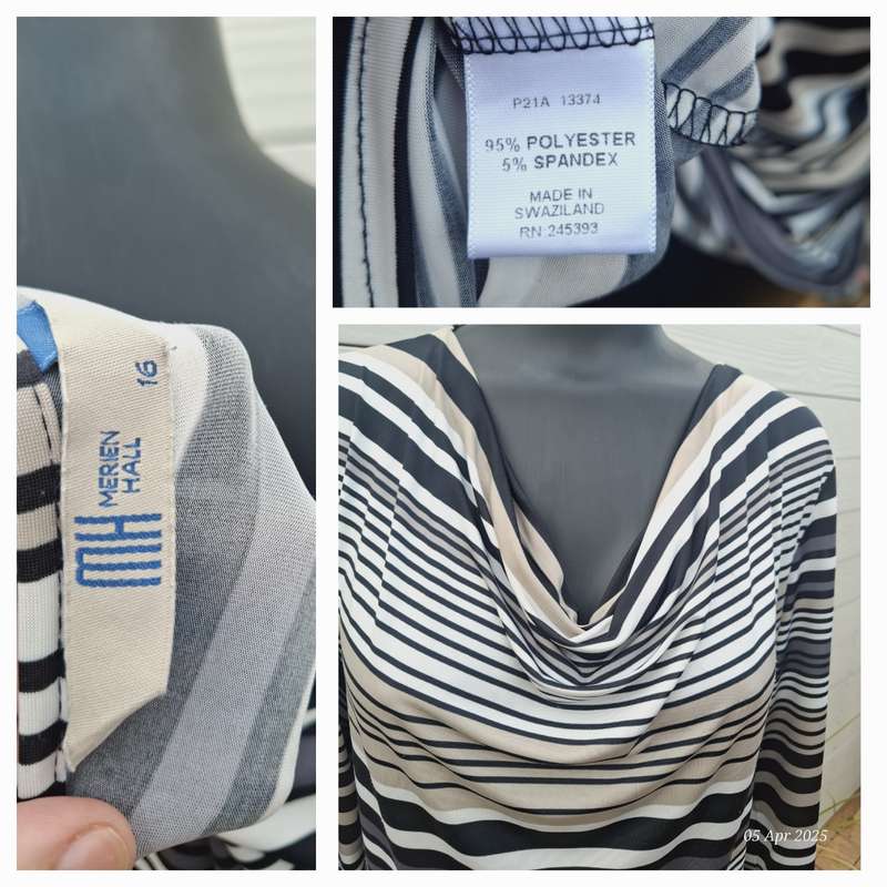 Merien hall (Edgars) cowl neck stripe top - 16