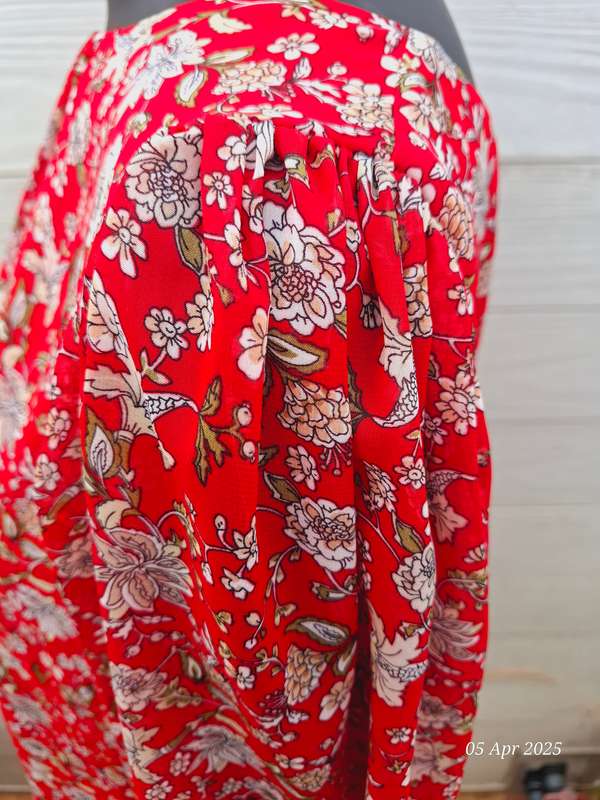 Contempo red floral lined top with see-through sleeves - Size 16
