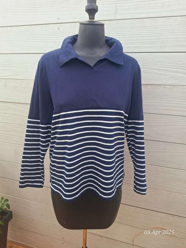 NEW Navy and white striped top with 3/4 sleeves  Size XXL/16