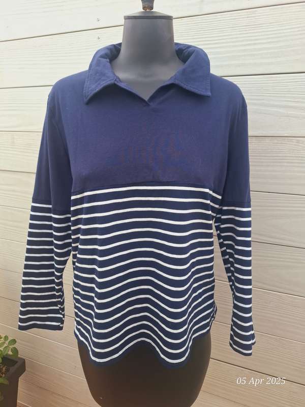NEW Navy and white striped top with 3/4 sleeves  Size XXL/16