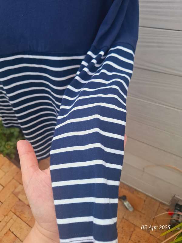NEW Navy and white striped top with 3/4 sleeves  Size XXL/16