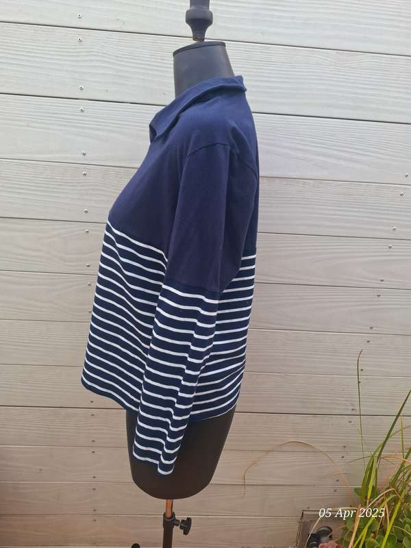 NEW Navy and white striped top with 3/4 sleeves  Size XXL/16