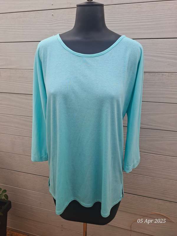 Handmade Turquoise 3/4 sleeve top - 16