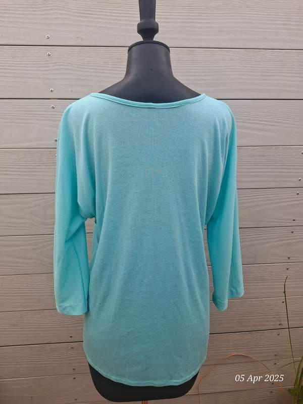 Handmade Turquoise 3/4 sleeve top - 16