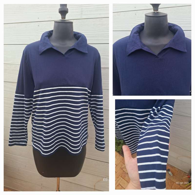 NEW Navy and white striped top with 3/4 sleeves  Size XXL/16