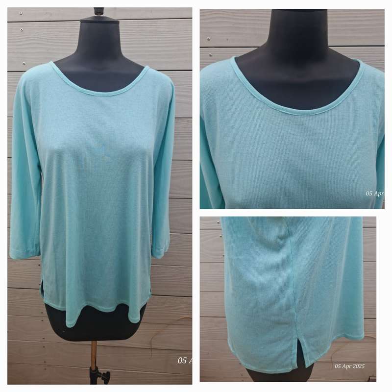 Handmade Turquoise 3/4 sleeve top - 16