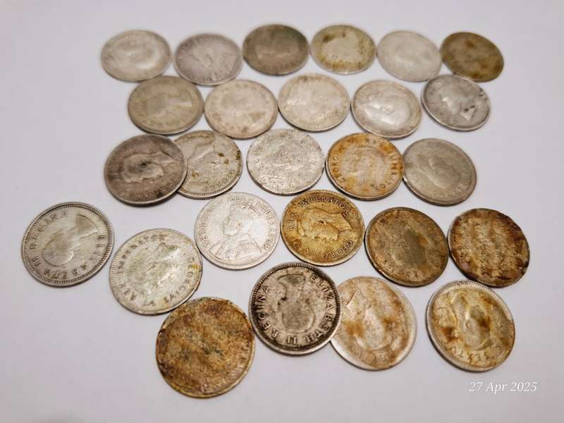 26 x SA 3d circulated coins (1930's - 1950's)