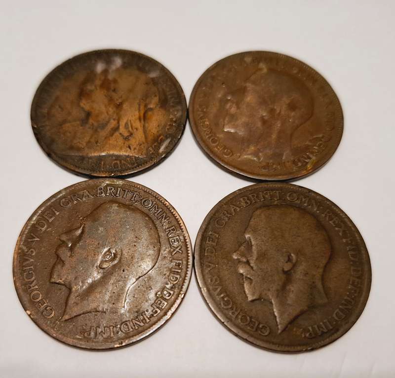 4 x 1 Penny coins (1896, 1919 and 1920)