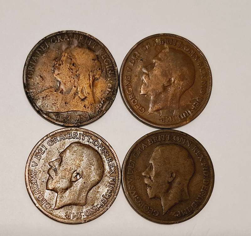 4 x 1 Penny coins (1896, 1919 and 1920)