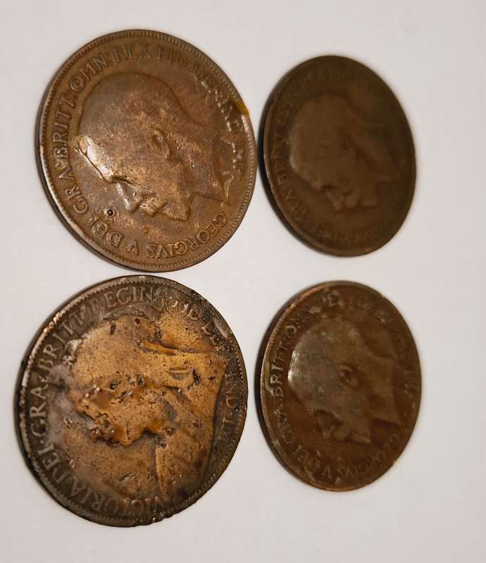 4 x 1 Penny coins (1896, 1919 and 1920)