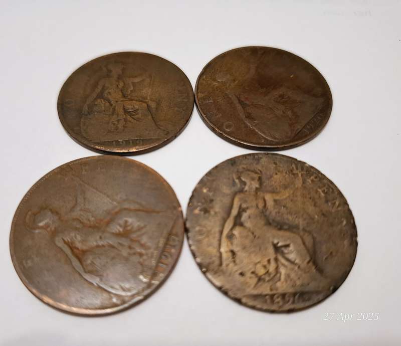 4 x 1 Penny coins (1896, 1919 and 1920)