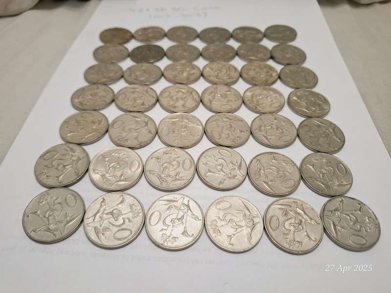 42x SA 50c circulated coins.  Various years between 60' and 90's.