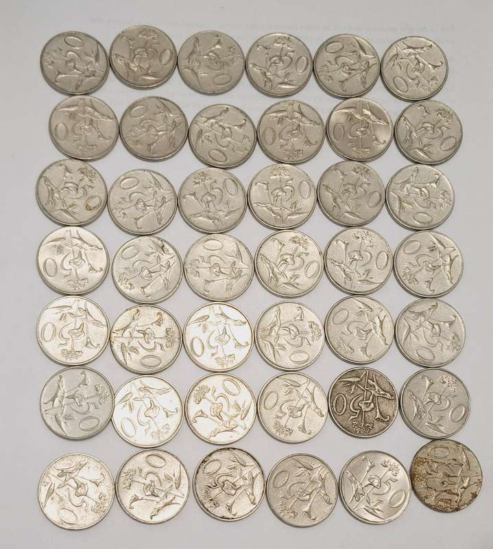 42x SA 50c circulated coins.  Various years between 60' and 90's.