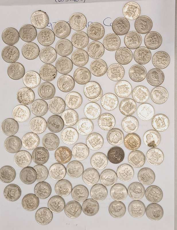 97 x SA 10c circulated coins  Years from 60's to 80's