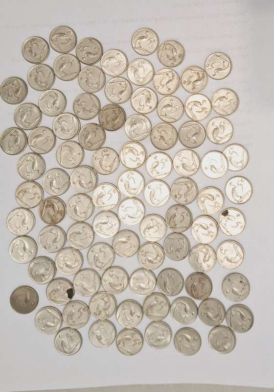 153 x SA 5c coins Years between 70's and 80's