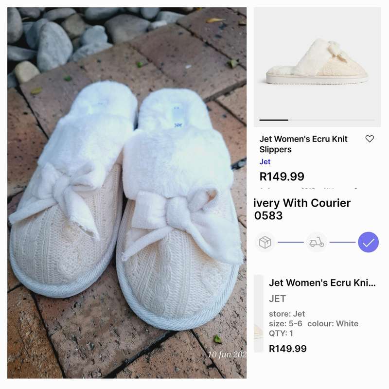 New Jet womens Ecru knit slippers Size 5 to 6