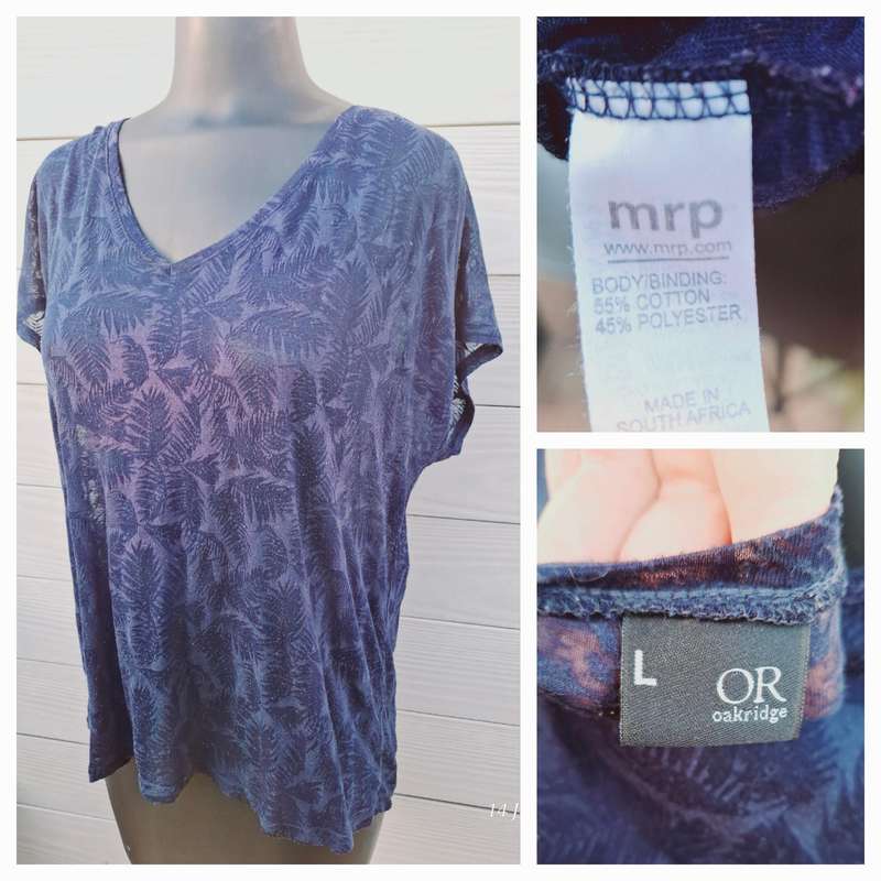 Sheer navy top - L